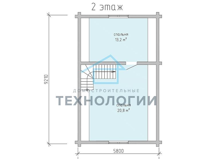 Дом шале из бруса с сауной в 1,5 этажа 9х10 Медея